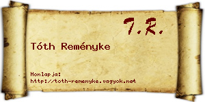 Tóth Reményke névjegykártya